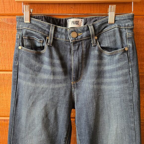 PAIGE High Rise Bell Canyon Women's Size 26 Flare Denim Jeans Blue Stretch Blend - Picture 2 of 11